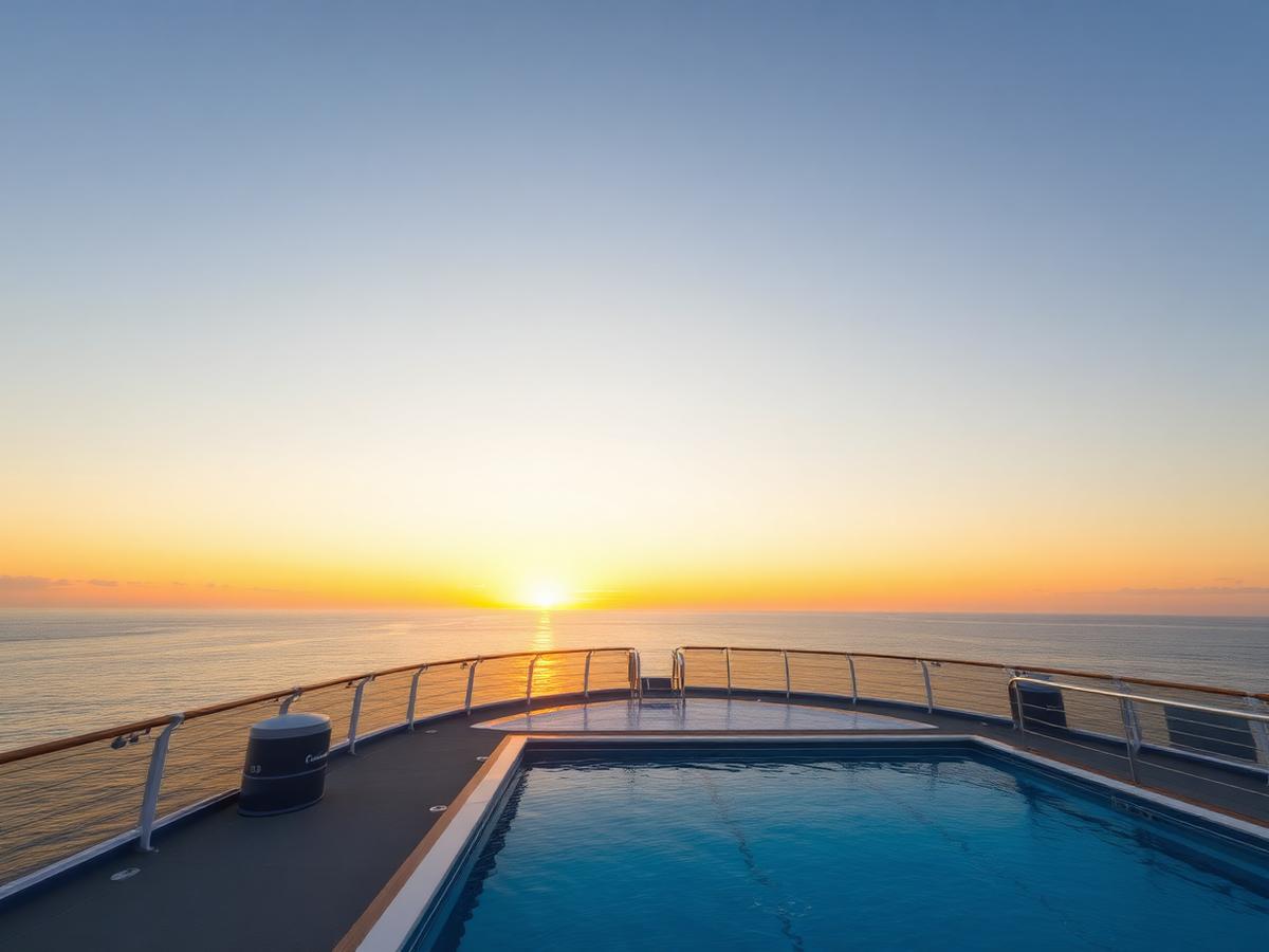 Cruise ship deck overlooking the open ocean on a clear day